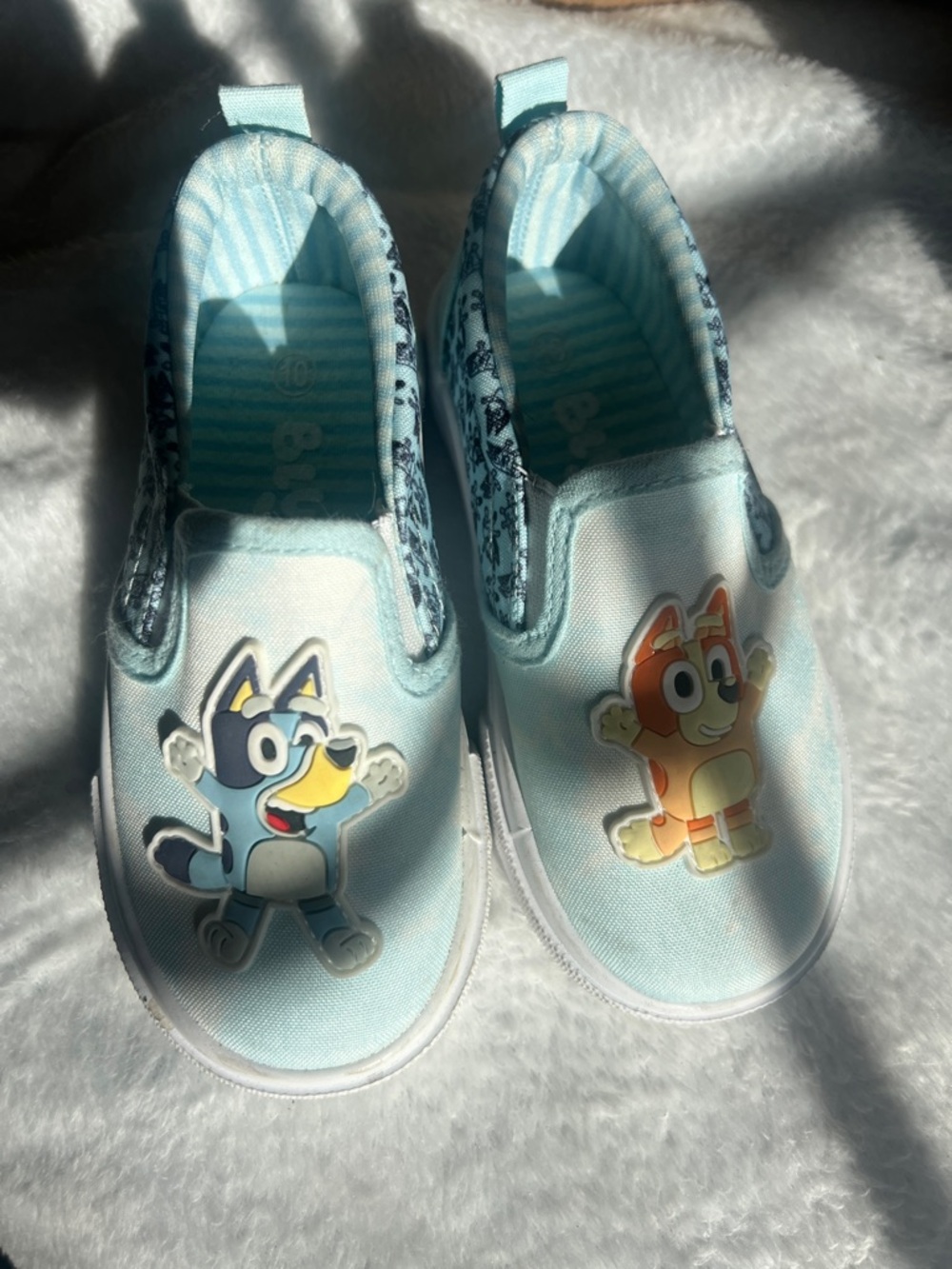Lucy Light Blue Kids Slip-On Sneakers with Cartoon Appliqués